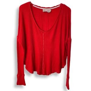 Anthropologie Saturday Sunday Orange Waffle Knit Top Sz S